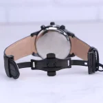 نمای باز قفل ساعت مچی عقربه ای مردانه الگانس بند چرم مشکی G 1236/6