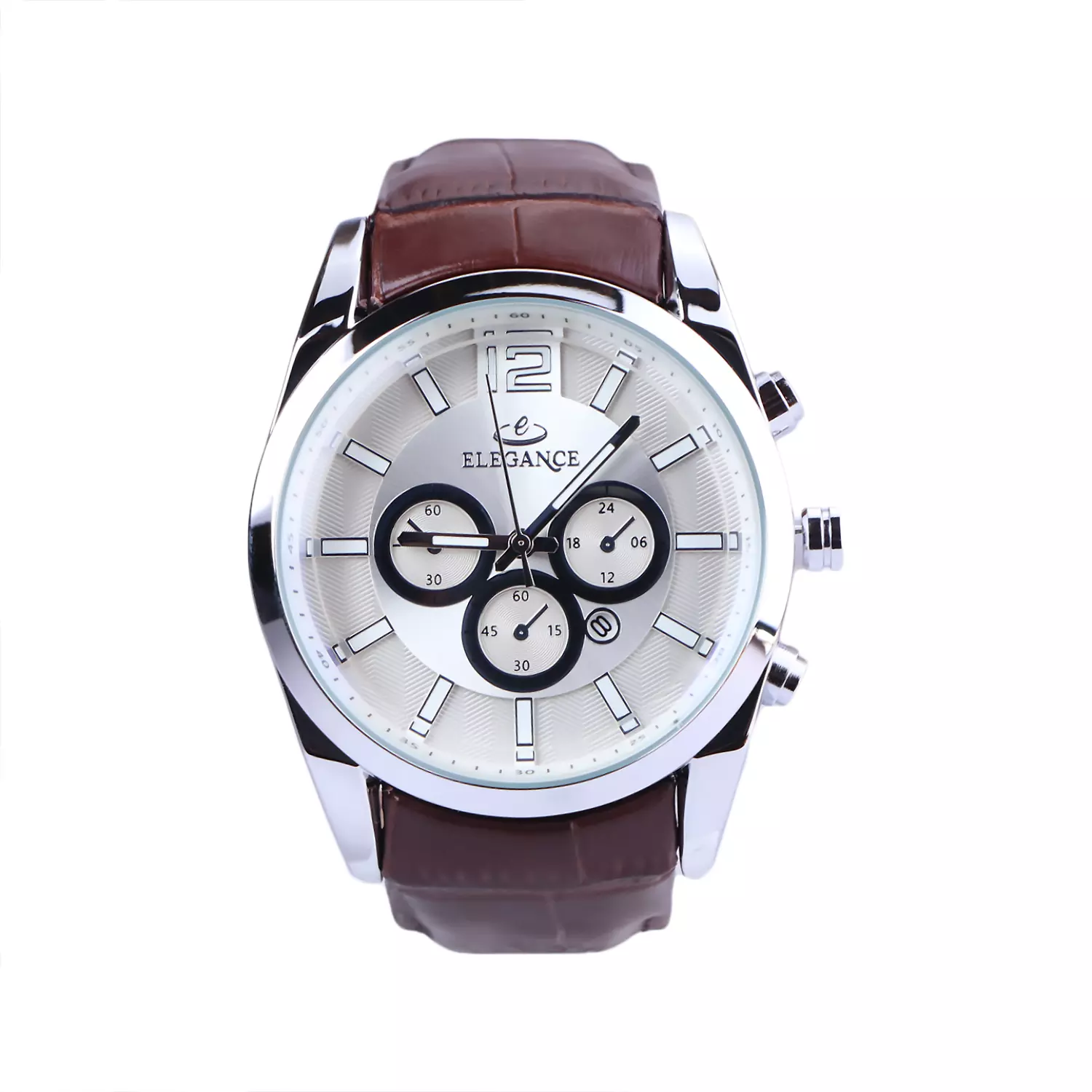 ساعت مچی مردانه الگانس بند چرم قهوه ای قاب نقره ای G 1244/11 ساعت مچی مردانه الگانس بند چرم قهوه ای قاب نقره ای G 1244/11