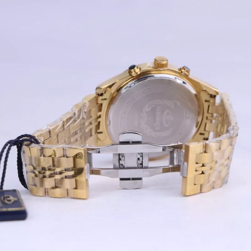 قفل ساعت مچی الگانس مردانه فلزی طلایی صفحه سفید G 2024/3