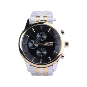 ساعت مچی الگانس مردانه فلزی نقره ای طلایی صفحه مشکی G 2360/1