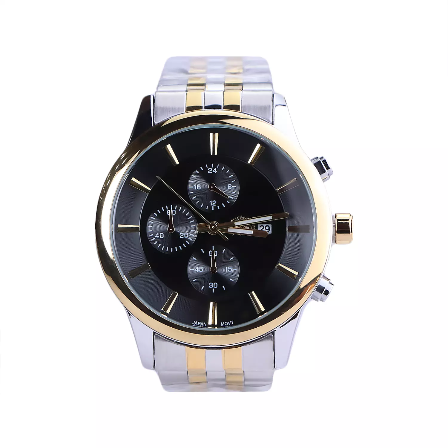 ساعت مچی الگانس مردانه فلزی نقره ای طلایی صفحه مشکی G 2360/1 ساعت مچی الگانس مردانه فلزی نقره ای طلایی صفحه مشکی G 2360/1