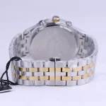 بند ساعت مچی الگانس مردانه فلزی نقره ای طلایی صفحه مشکی G 2360/1