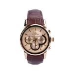 ساعت عقربه ای الگانس زنانه بند چرم قهوه ای قاب طلایی L 1238/6