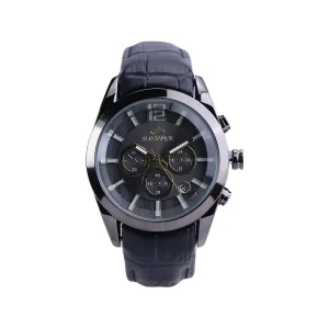 ساعت عقربه ای الگانس زنانه بند چرم مشکی قاب دودی L 1244/11