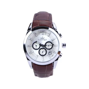 ساعت مچی الگانس زنانه بند چرم قهوه ای قاب نقره ای L 1244/12