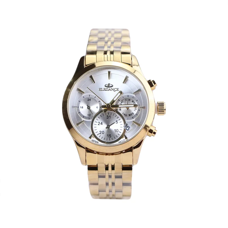 ساعت مچی الگانس زنانه فلزی طلایی صفحه سفید L 2024/4