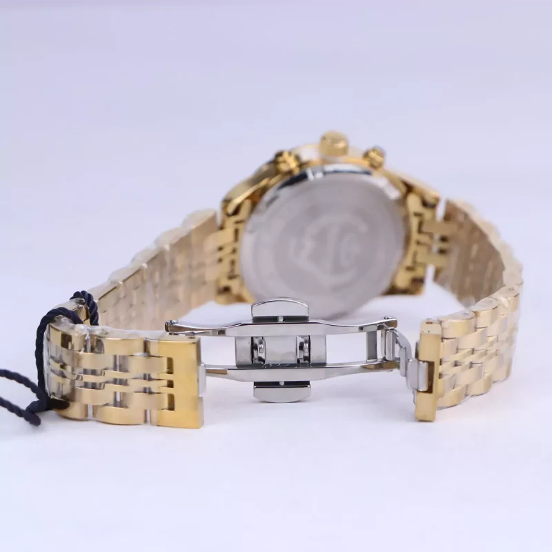 قفل ساعت مچی الگانس زنانه فلزی طلایی صفحه سفید L 2024/4