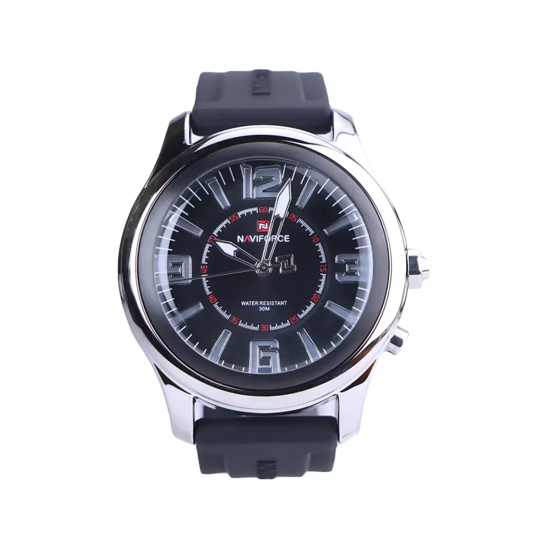 ساعت مچی نیوی فورس مردانه بند رابر مشکی قاب نقره ای G 9256/2