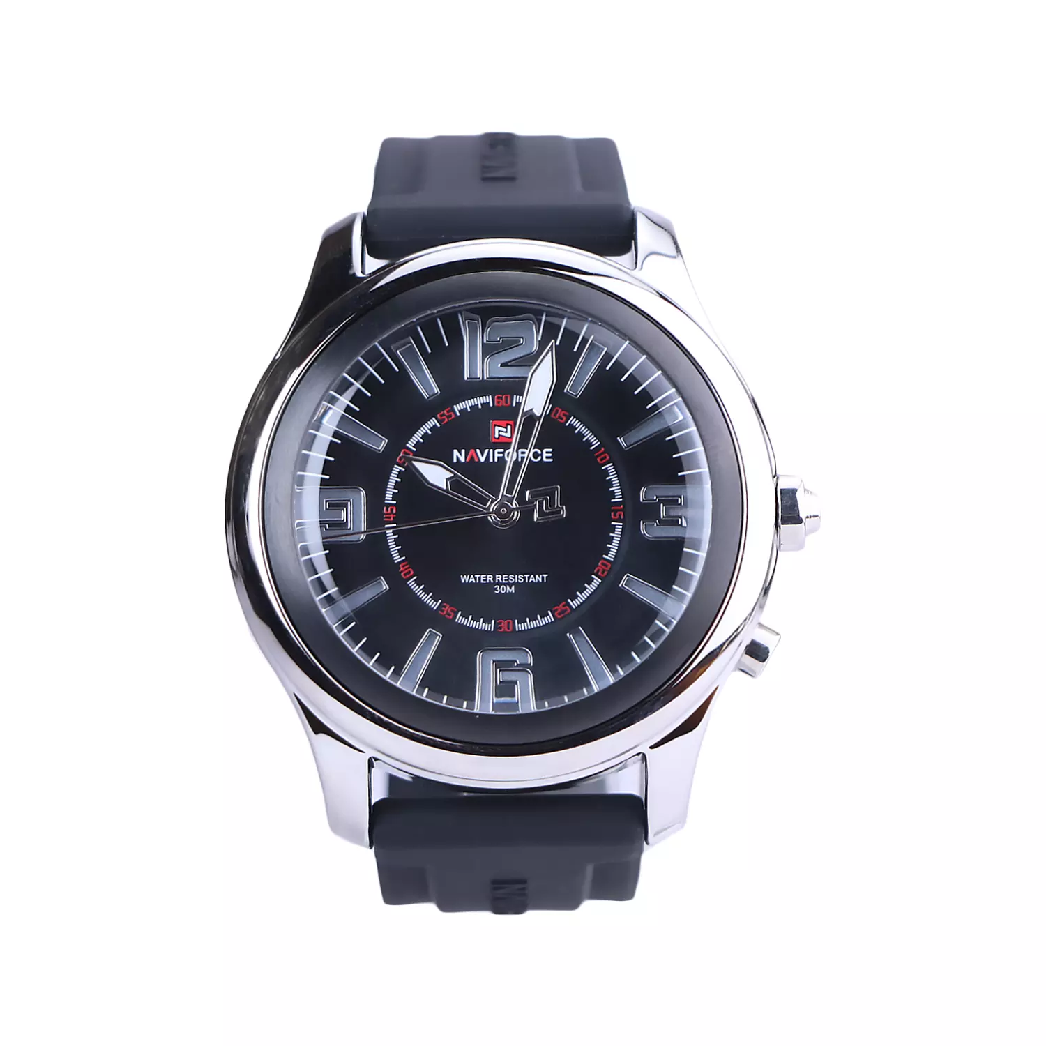 ساعت مچی نیوی فورس مردانه بند رابر مشکی قاب نقره ای G 9256/2 ساعت مچی نیوی فورس مردانه بند رابر مشکی قاب نقره ای G 9256/2