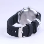 قفل ساعت مچی نیوی فروس زنانه بند رابر مشکی قاب نقره ای L 9256/2