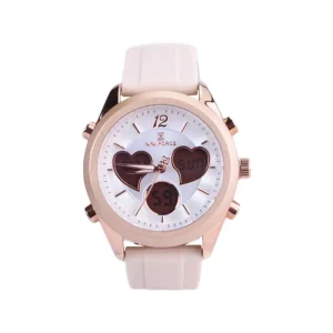 ساعت مچی دو زمانه نیوی فورس زنانه بند رابر کرم NF 5045/1