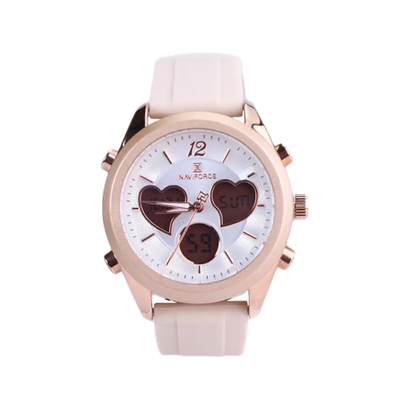 ساعت مچی دو زمانه نیوی فورس زنانه بند رابر کرم NF 5045/1