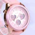 صفحه ساعت مچی دو زمانه نیوی فورس زنانه بند رابر صورتی NF 5045/3