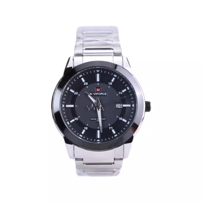 ساعت عقربه ای نیوی فورس مردانه فلزی صفحه مشکی 8029k/1
