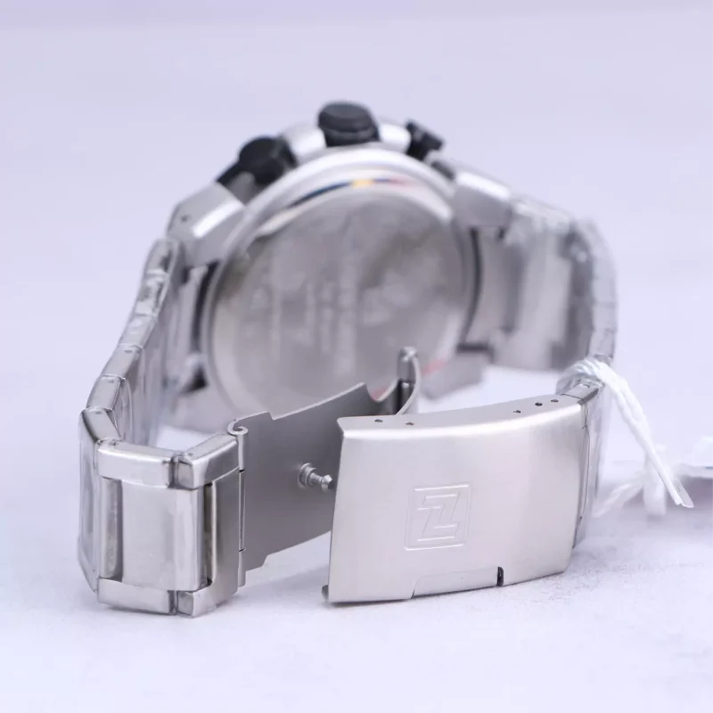 نمای باز قفل ساعت مچی نیوی فورس مردانه فلزی نقره ای کرنوگراف NF 8071K/1