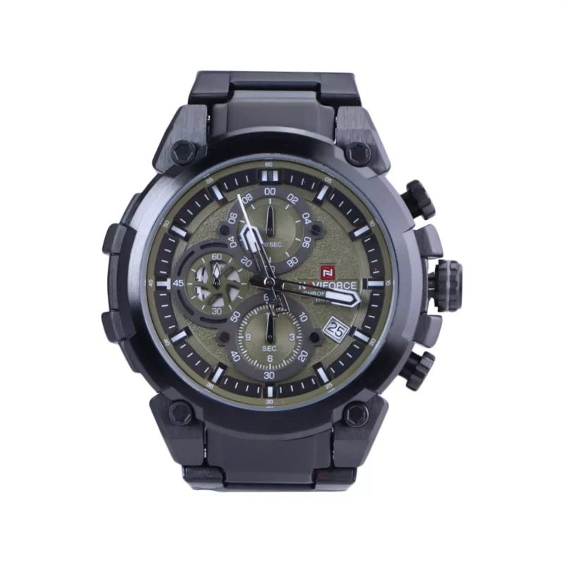 ساعت مچی نیوی فورس مردانه فلزی صفحه سبز کرنوگراف NF 8071K/3