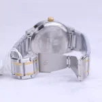 نمای باز قفل ساعت نیوی فورس مردانه فلزی نقره ای طلایی صفحه مشکی NF 9254/4