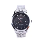 ساعت مچی نیوی فورس مردانه فلزی نقره ای صفحه مشکی 9255/1