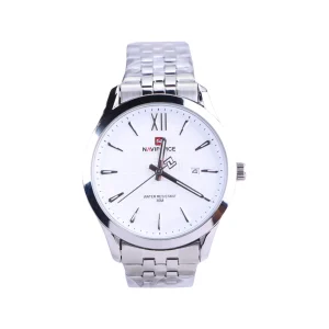 ساعت مچی نیوی فورس مردانه فلزی نقره ای صفحه سفید NF 9255/2
