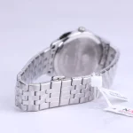 نمای بسته قفل ساعت مچی نیوی فورس مردانه فلزی نقره ای صفحه سرمه ای NF 9255/3