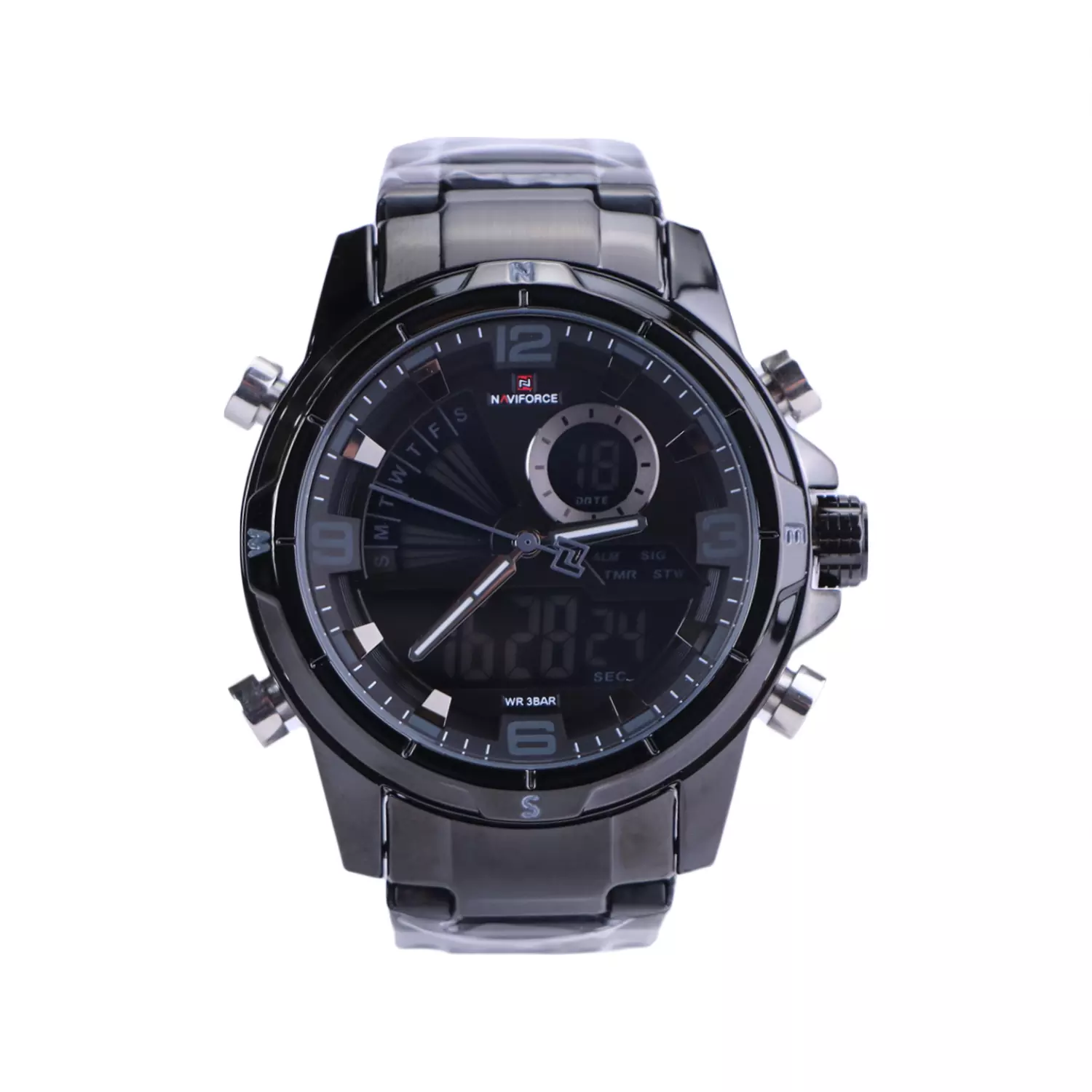 ساعت مچی مردانه نیوی فورس فلزی مشکی دو زمانه NF 9257/2 ساعت مچی مردانه نیوی فورس فلزی مشکی دو زمانه NF 9257/2