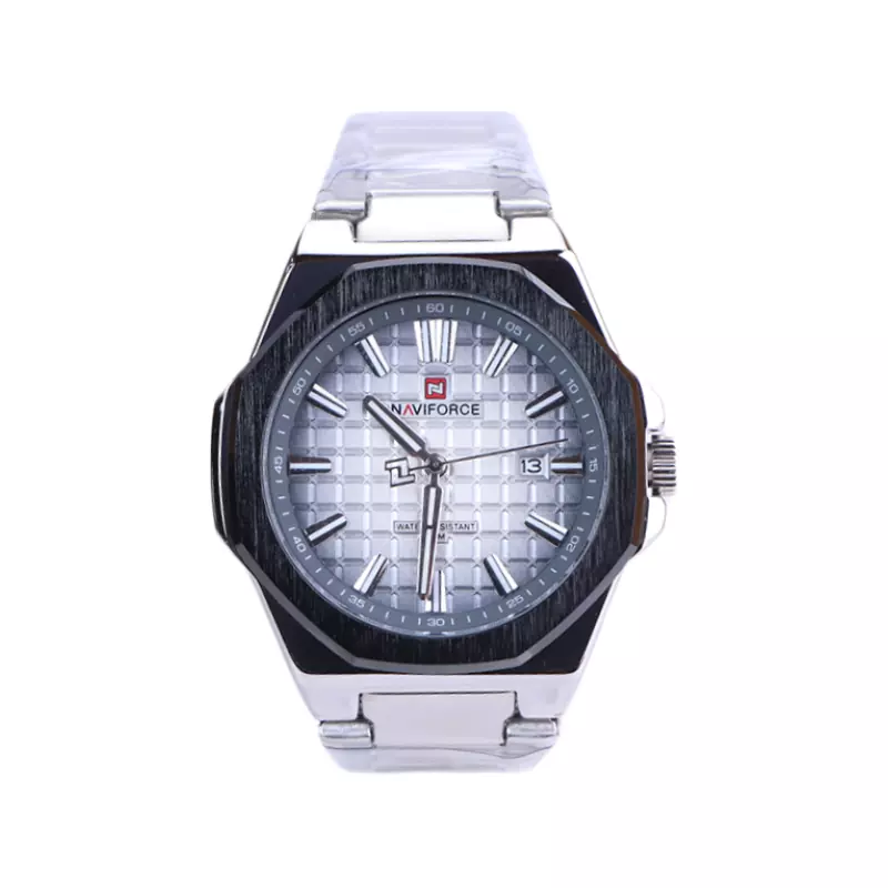 ساعت مچی نیوی فورس مردانه فلزی نقره ای صفحه سفید 9258/2