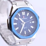 صفحه ساعت مچی نیوی فورس مردانه فلزی نقره ای صفحه سرمه ای 9258/3