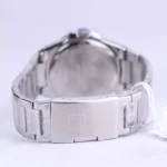 نمای بسته قفل ساعت مچی نیوی فورس مردانه فلزی نقره ای صفحه سرمه ای 9258/3