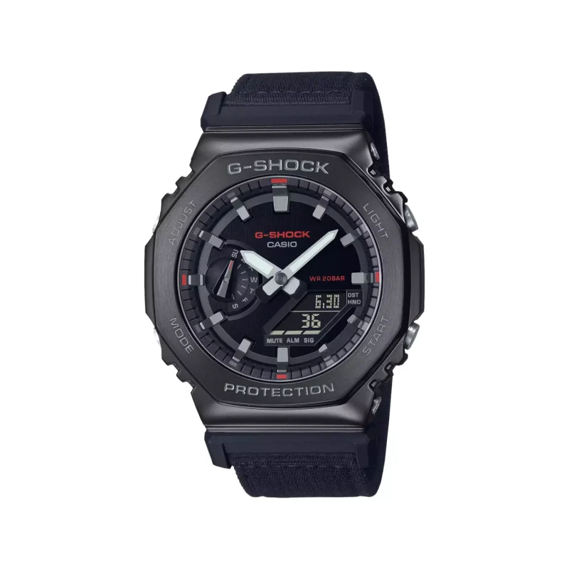 ساعت کاسیو جی شاک مردانه برزنت مشکی دو زمانه GM-2100CB-1A 1 ساعت کاسیو جی شاک مردانه برزنت مشکی دو زمانه GM-2100CB-1A