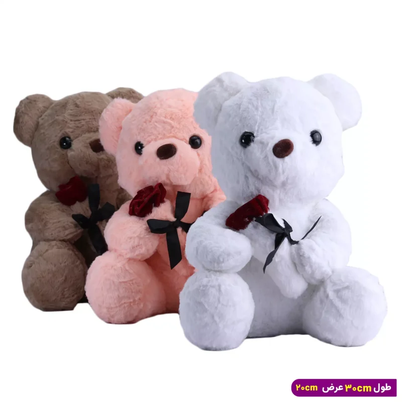 عروسک خرس ولنتاین گل به دست کد 6606/6