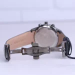 نمای باز ساعت مچی مردانه الگانس بند چرم مشکی صفحه سرمه ای G 1237/4