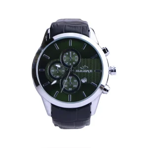 ساعت مچی مردانه الگانس بند چرم مشکی صفحه سبز G 1237/7