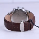 نمای بسته ساعت مچی مردانه الگانس بند چرم قهوه ای صفحه سفید G 1239/3