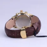 نمای بسته ساعت مچی الگانس زنانه بند چرم قهوه ای قاب طلایی L 1237/10