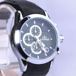 نمای نزدیک ساعت مچی الگانس زنانه بند چرم مشکی صفحه سبز L 1237/8