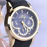 نمای نزدیک ساعت مچی الگانس زنانه بند چرم مشکی صفحه دودی L 1238/14
