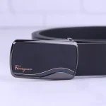 سگک کمربند پلاکی چرم طبیعی مردانه مشکی Feragama