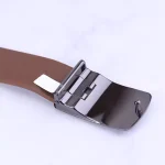 سگک کمربند پلاکی چرم طبیعی مردانه عسلی Feragama