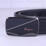 سگک کمربند پلاکی مردانه چرم طبیعی مشکی Feragama