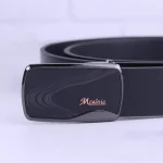 سگک کمربند پلاکی چرم طبیعی مردانه مشکی Mcalnio