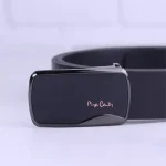سگک کمربند پلاکی چرم طبیعی مردانه مشکی Pingh Ceuin