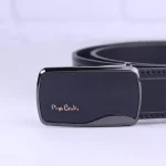 سگک کمربند پلاکی مردانه چرم طبیعی مشکی Pingh Ceuin