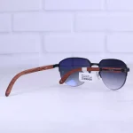 دسته عینک آفتابی کارتیر مردانه نیم فریم دسته چوبی CT 0378S/1