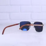 دسته عینک آفتابی مردانه کارتیر فریم نقره ای دسته چوبی CT 0376S/2