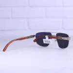 دسته عینک آفتابی کارتیر مردانه فریم نقره ای دسته چوبی CT 0463S/2