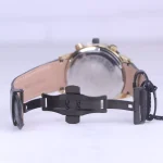 نمای باز ساعت مچی مردانه الگانس بند چرم مشکی طلایی G 1236/12