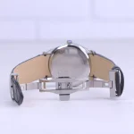 نمای باز ساعت عقربه ای رومانسون مردانه چرم مشکی قاب نقره ای G1533/2