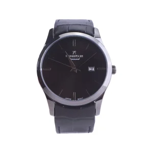 ساعت عقربه ای رومانسون مردانه چرم مشکی قاب گان G1533/3