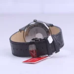 نمای بسته ساعت عقربه ای رومانسون مردانه چرم مشکی قاب گان G1533/3