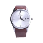 ساعت عقربه ای رومانسون مردانه چرم قهوه ای صفحه سفید G1533/5